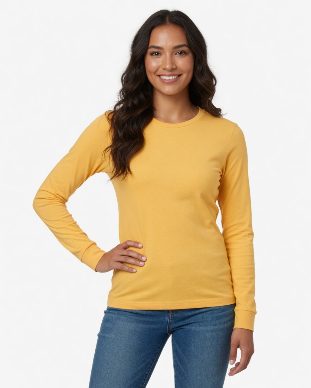 BELLA + CANVA Heather CVC Long Sleeve Crewneck T-Shirt for Layering Style & Custom Print Essential Tee